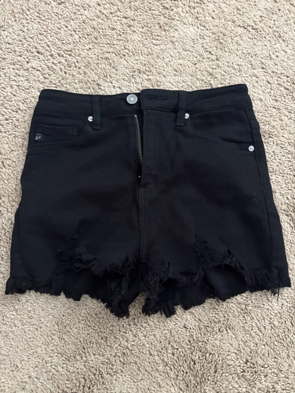 KanCan Black Distressed High-Rise Jean Shorts